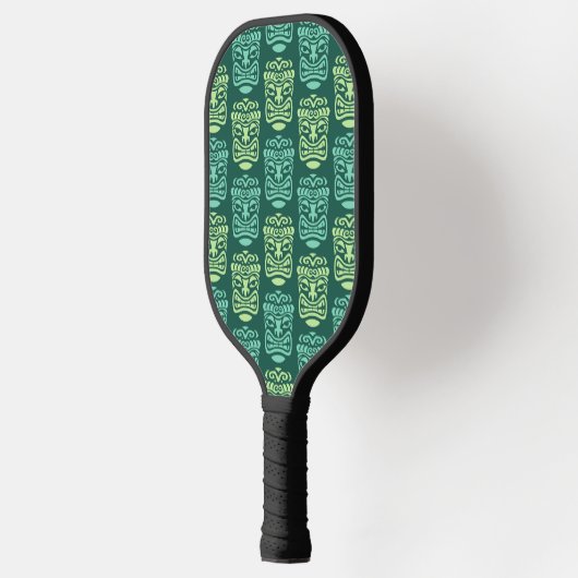 Retro Tiki Beach Bar Pattern Pickleball Schläger (Links)