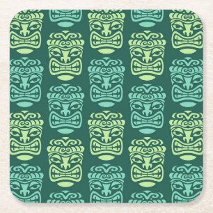 Retro Tiki Beach Bar Pattern Rechteckiger Pappuntersetzer