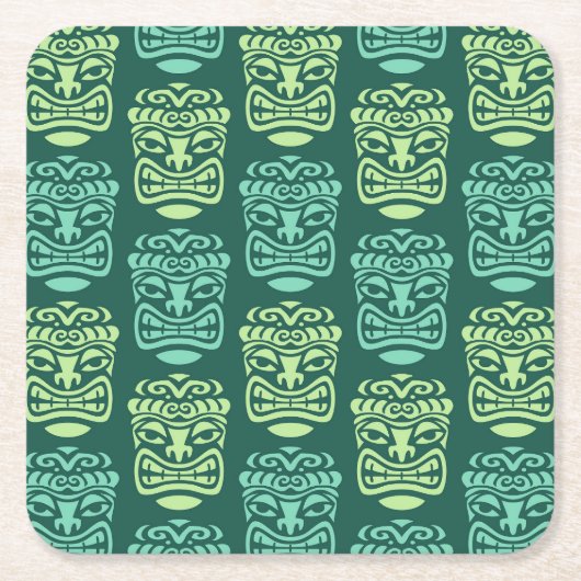 Retro Tiki Beach Bar Pattern Rechteckiger Pappuntersetzer (Vorderseite)
