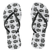 Retro Tiki Black and White Pattern Badesandalen (Fußbett)
