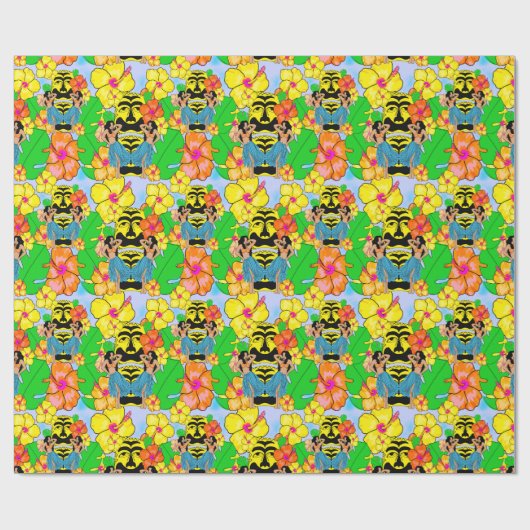 Retro tiki hula hawaiisches geschenkpapier (Flach)