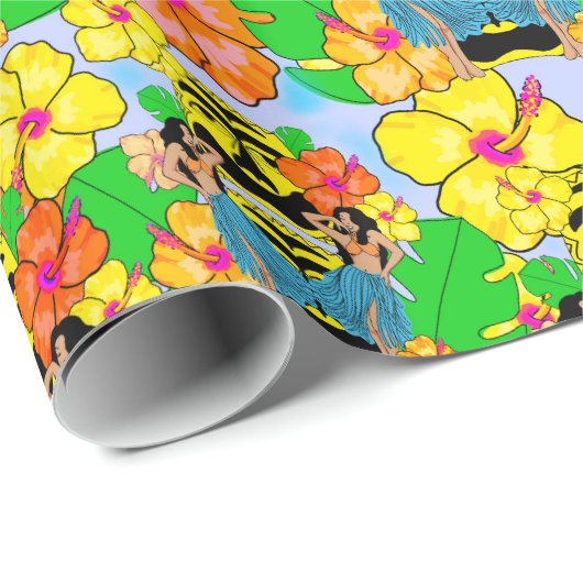 Retro tiki hula hawaiisches geschenkpapier (Rolleneckpunkt)