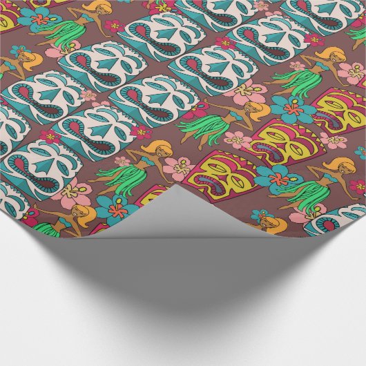 Retro tiki hula niedliches geschenkpapier (Ecke)