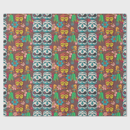 Retro tiki hula niedliches geschenkpapier (Flach)