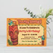 Retro Tiki Luau Party Einladungen (Stehend Vorderseite)