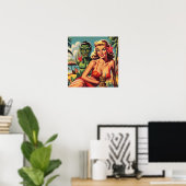 Retro-Tiki-Pin-Up Poster (Heimbüro)