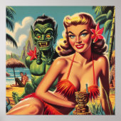 Retro-Tiki-Pin-Up Poster (Vorne)