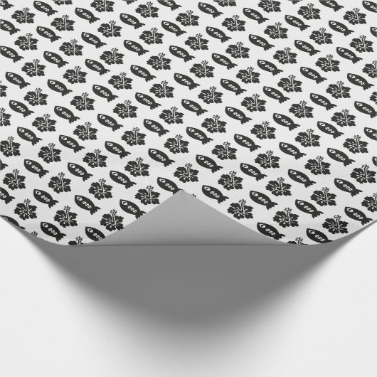 Retro Tiki Schwarzweiß-Muster Geschenkpapier (Ecke)