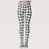 Retro Tiki Schwarzweiß-Muster Leggings (Vorderseite)