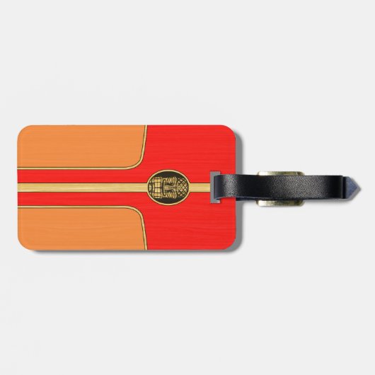 Retro Tiki Surfbrett Gepäckanhänger (Rückseite horizontal)