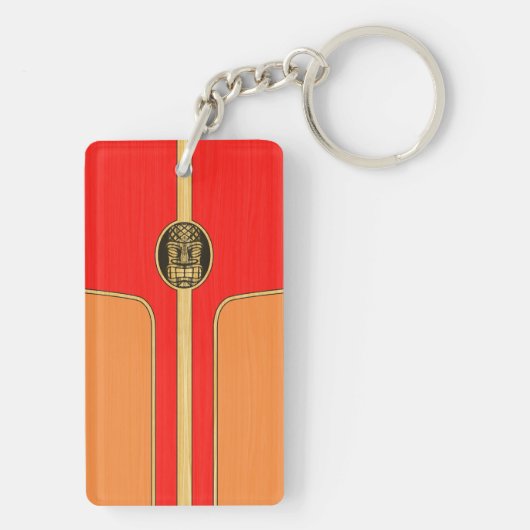 Retro Tiki Surfbrett Schlüsselanhänger (Rückseite)