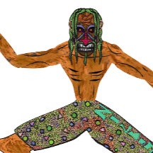 Retro-Tiki-Surfing-Cartoon aus den 90er Jahren mit