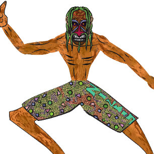 Retro-Tiki-Surfing-Cartoon aus den 90er Jahren mit T-Shirt