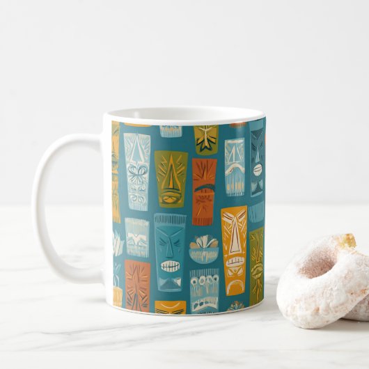 Retro-Tiki-Totems Kaffeetasse (Mit Donut)