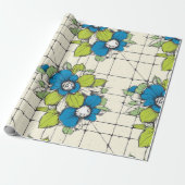 Retro Tile Bloom Floral Wrapping Paper Geschenkpapier (Ungerollt)