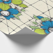 Retro Tile Bloom Floral Wrapping Paper Geschenkpapier (Ecke)