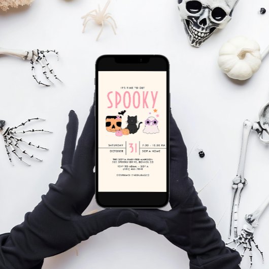 Retro Time to Get Spooky Halloween-Party Einladung