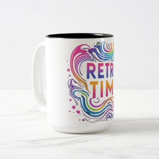 "Retro Time" Zweifarbige Tasse (Vorderseite Links)
