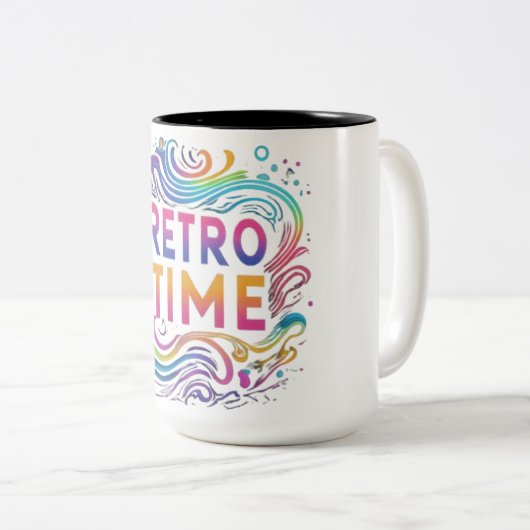 "Retro Time" Zweifarbige Tasse (VorderseiteRechts)