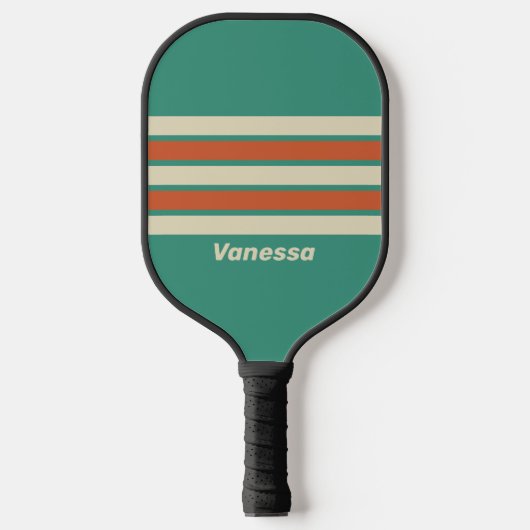 Retro Timeless Across Across Striping with Name Pickleball Schläger (Vorderseite)