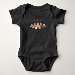 Retro Tipi Native American Tepee Baby Strampler