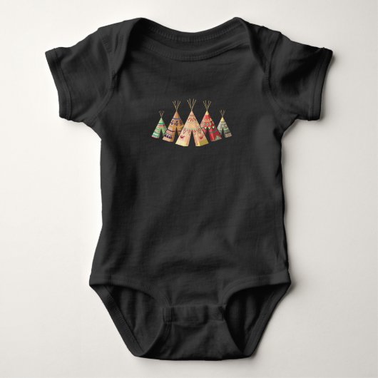 Retro Tipi Native American Tepee Baby Strampler (Vorderseite)