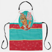 Retro Tipsy Lady Bekommt Lit Weihnachts-Schürze Schürze (Vorderseite)