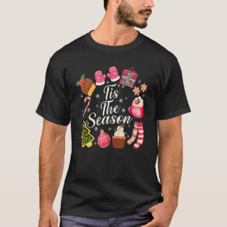 Retro Tis' The Season Christmas Doodles Men Women T-Shirt