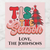 Retro Tis the Season Drink Label für Flaschen Weinetikett (Einzelnes Label)