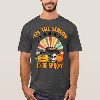 Retro Tis The Season To Be Spooky Moonphase Witch T-Shirt