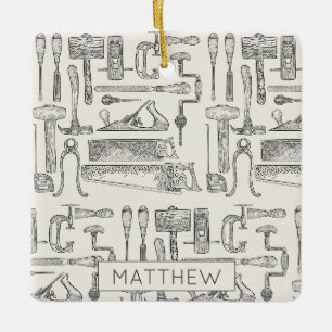 Retro-Tischler Handwerker Vintage-Handwerkzeuge Keramikornament