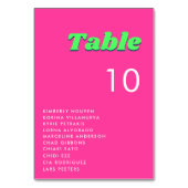 Retro-Tischnummer für rosa und grüne Sitze Tischnummer (Vorderseite)