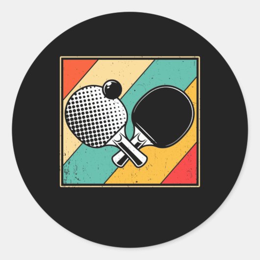 Retro Tischtennis - Vintages Pingpong Runder Aufkleber (Vorderseite)