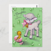 Retro to Daughter am Osterzauberer Lamm Postkarte (Vorne/Hinten)