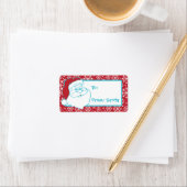 Retro to From Santa Tag Red Snowfloakes Adressaufkleber (Insitu)