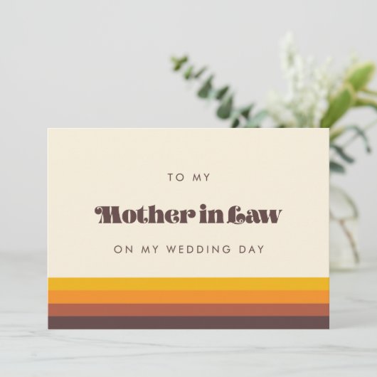 Retro To my mutter in law on my wedday card Einladung (Stehend Vorderseite)