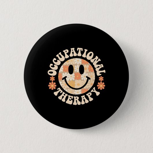Retro to t floral Occupational Therapy Squad Thera Button (Vorderseite)