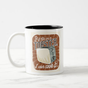Retro-Toaster-Kochhumor Zweifarbige Tasse