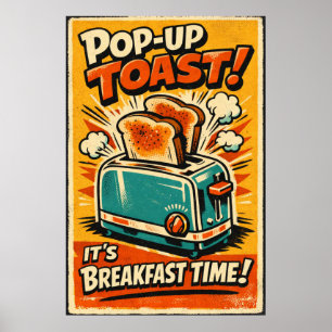 Retro-Toaster-Plakat – Pop-Up-Toast Frühstückswand Poster