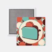Retro-Toaster-Quadratzmagnet Magnet (Vorderseite/Rückseite)