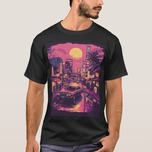 Retro Tokyo Sunset T-Shirt (Vorderseite)