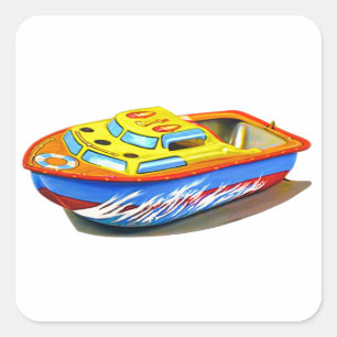 RETRO TOM BOAT T - SHIRT QUADRATISCHER AUFKLEBER
