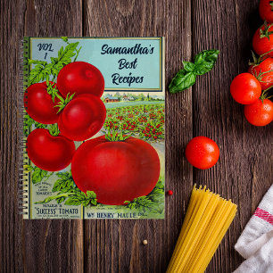 Retro-Tomaten-Persönliches-Kochrezeptbuch im Vinta Notizblock
