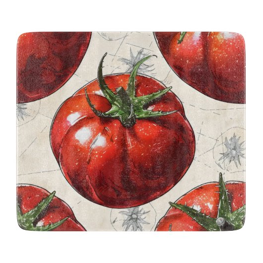 Retro-Tomaten Schneidebrett (Vorderseite)