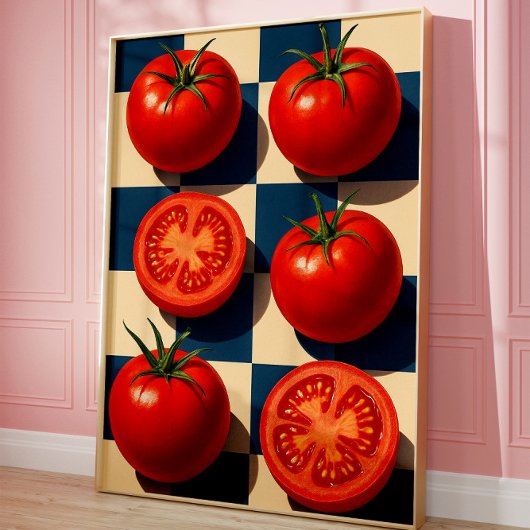 Retro Tomato Art Print, Fotorealistische Küche Poster
