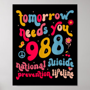 Retro Tomorrow braucht 988 Suizidprävention Poster