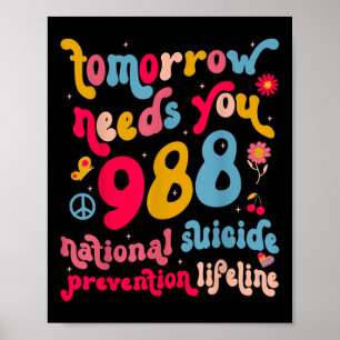 Retro Tomorrow braucht 988 Suizidprävention Poster