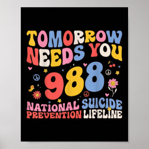 Retro Tomorrow braucht dich 988 Suizidprävention A Poster