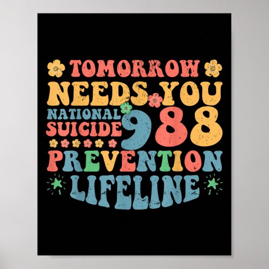 Retro Tomorrow Needs You 988 Suicide Prevention Aw Poster (Vorne)