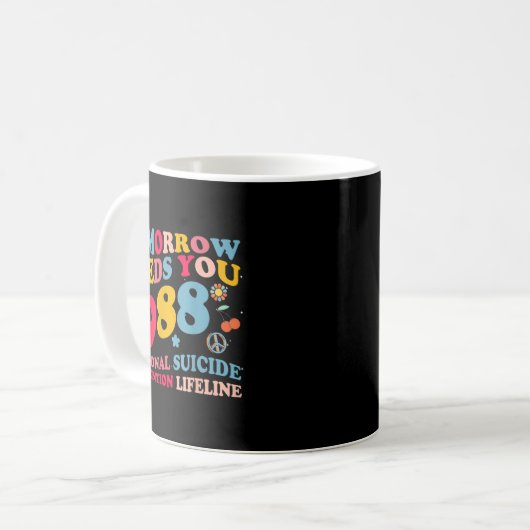 Retro Tomorrow Needs You 988 Suicide Prevention  Kaffeetasse (Vorderseite Links)